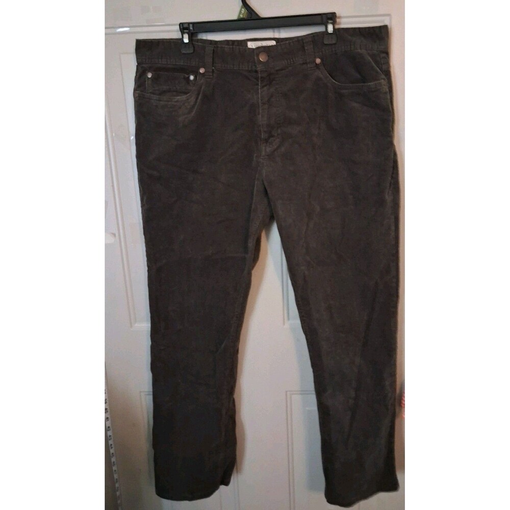 Copper & Oak Men's Corduroy Pants 38x30 Olive Green Stretch Straight 5 Pocket